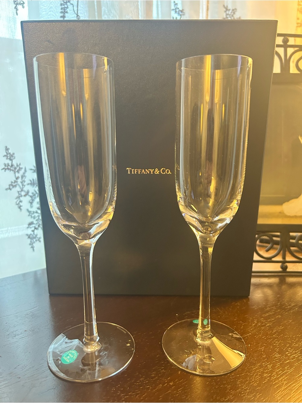 Tiffany & Co. Crystal Champagne Flutes Set of 2-Original Presentation Box - Picture 5 of 10